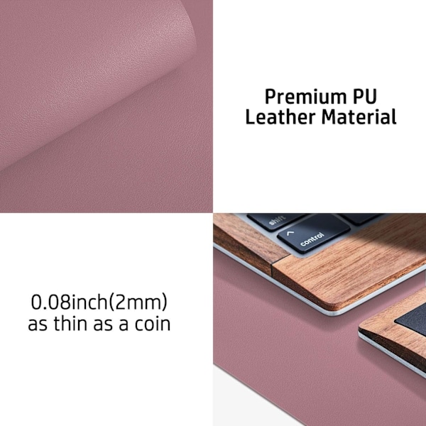 Läderskrivbordsunderlägg, kontorsunderlägg, halkfri PU-läderskrivbordsunderlägg, laptopunderlägg, vattentätt skrivbordsunderlägg Dark Pink 36" x 17"