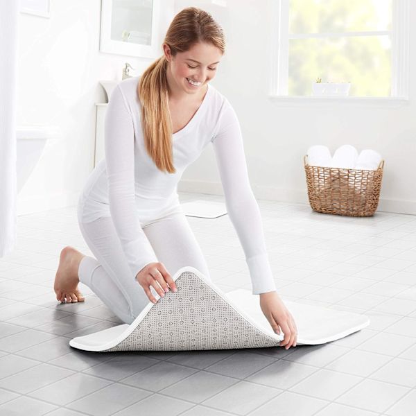 Memory Foam Bademåtte Skridsikker Absorberende Super Hyggelig Fløjls Badeværelse Tæppe til badeværelse White 17" X 24"