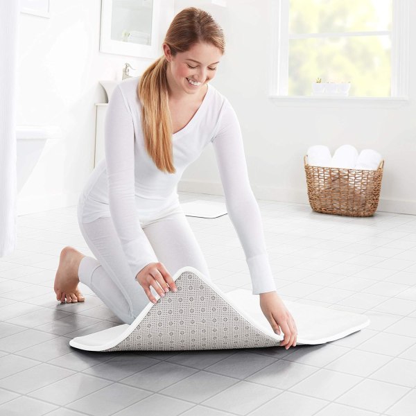 Minneskum Badrumsmatta halkfri absorberande supermysig sammetsbadrumsmatta för badrum White 22" X 36"