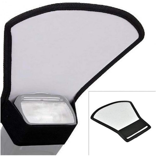 1 stk. Flash Diffuser Reflektor Premium To-Sidet Sølv/Hvid Bend Bounce Flash Reflektor Kit med Elastisk Rem