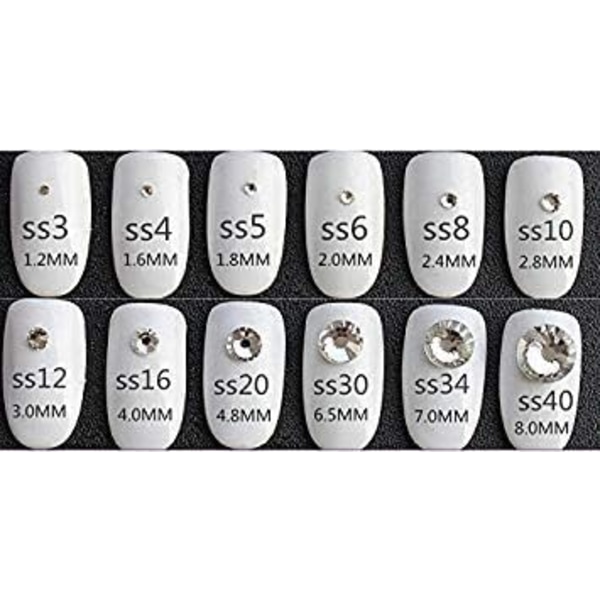 1440 kpl liimakiinnitettäviä kidetasohiontakoristeita lasihelmiä kynsien koristeluun, askarteluun ja vaatteiden ja kenkien koristeluun Crystal Ab 1440pcs