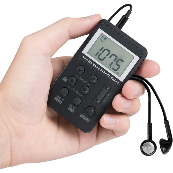 AM FM bärbara radioapparater, digitalt inställda fickradioapparater med optimal mottagning, personliga Walkman-radioapparater
