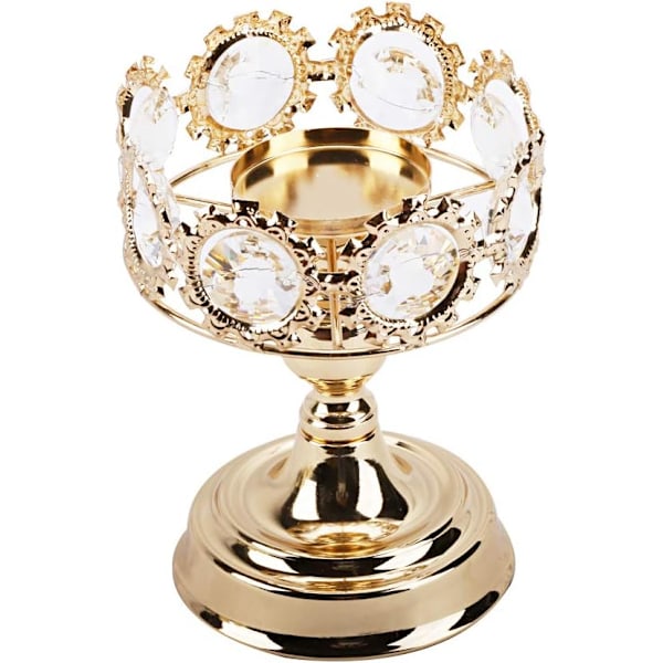 Guld Pillar Ljusstake, Premium Guld Ljusstake med Lyxig Kristalldesign (Guld Kristall)