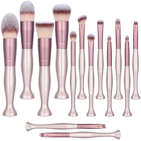 Makeup Pensles Stativ Premium Syntetisk Foundation Pudder Concealers Øjenskygger (14rose)