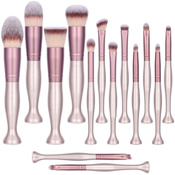 Sminkebørstesett Premium Syntetisk Foundation Pudder Concealers Øyenskygger (14rose)