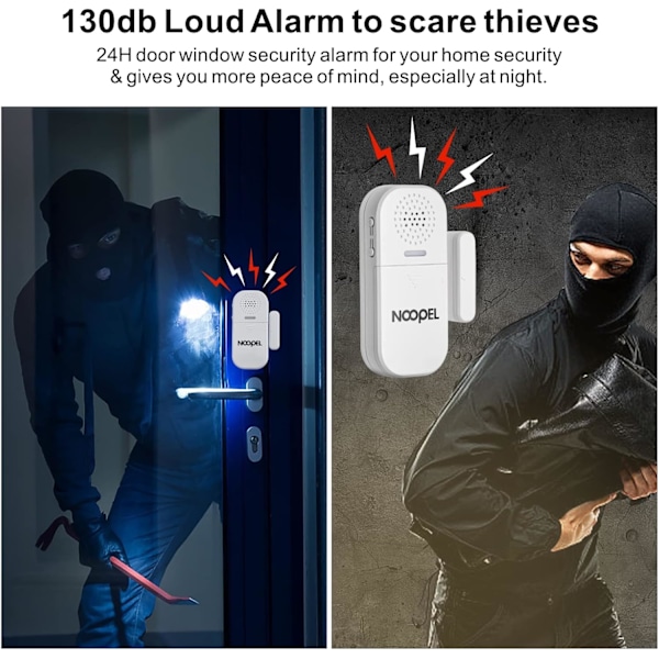Dörrlarmsensor med fjärrkontroll 2-pack, Fönstersensorer, 2-i-1 Larm & Ringsignal, 5-nivåers Volymkontroll, Dörrsensorvarning