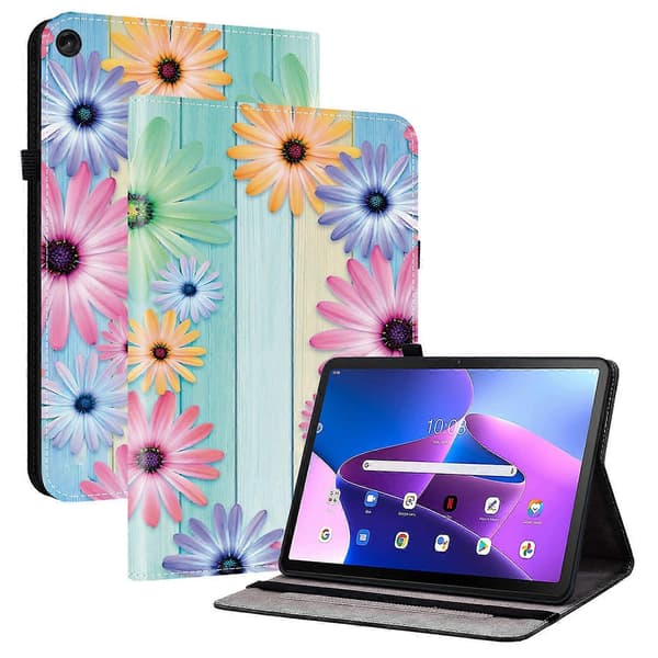 Läderfodral med mönster och ställ för Lenovo Tab M10 Plus (3:e generationen) med kortfack