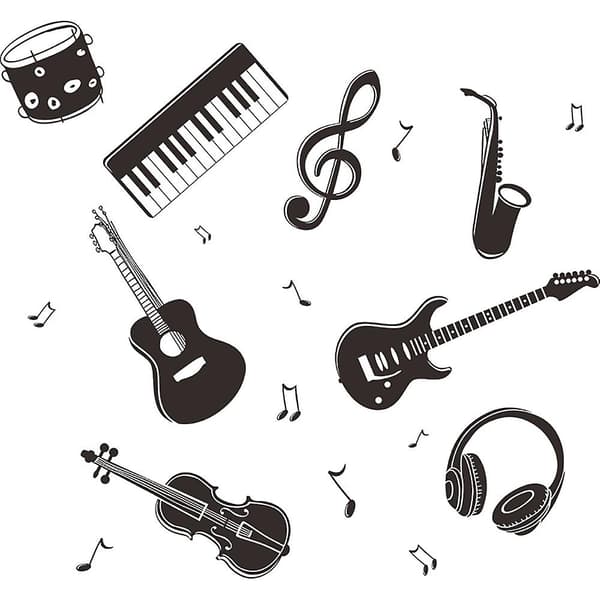 Set med musikinstrument noter Väggdekaler Väggdekor