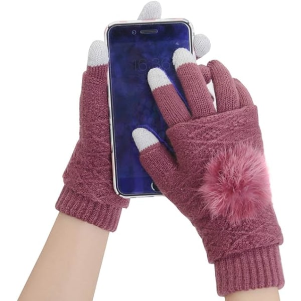 Vinterhandskar Pekskärm Vindtäta stickade handskar Dam varma handskar för damer utomhuscykling löpning