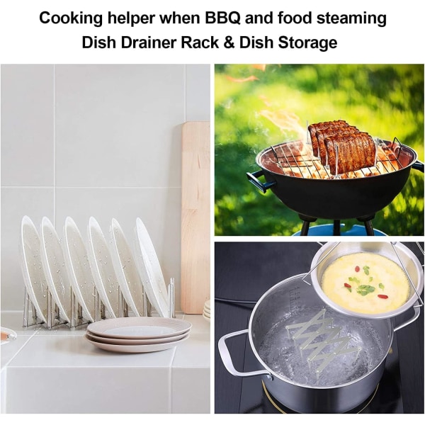 2 st rostfria revben - justerbar längd grytlock förvaringsställ revben - för köksgrill