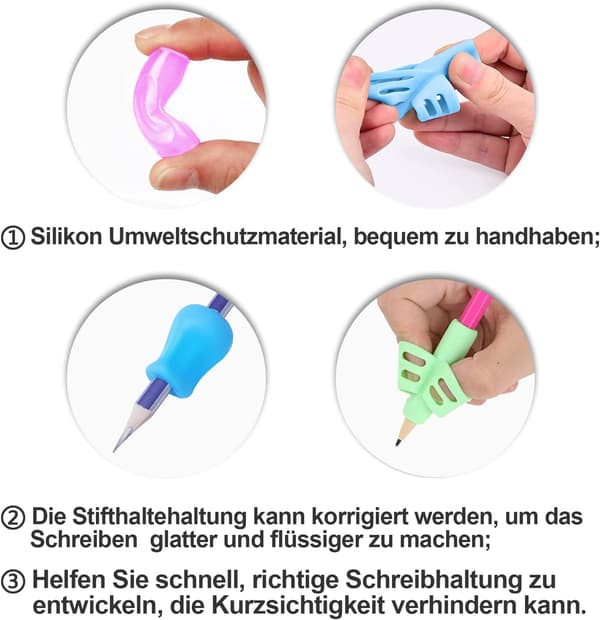 Pen holder, 10 ergonomiske penneholdere, tilfældige farver