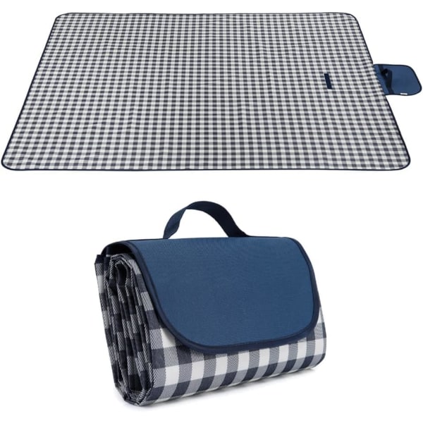 Picnic Blanket, 200 x 200cm Picnic Mat Waterproof and Sandproof Camping Mat, Large Portable Foldable Beach Mat for Travel Garden Tablecloth(Blue)