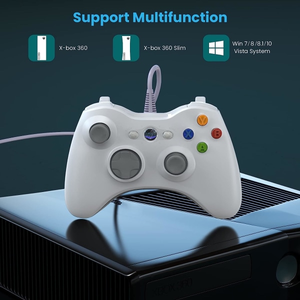 Kabelansluten kontroll för Xbox 360, YAEYE Game Controller för 360 med Dual-Vibration Turbo-kompatibel