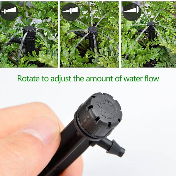 Vandingsspreder med 4mm/7mm slangeforbindelse, justerbar 360° emitter mikrosprinkler drypvandingssystem, pakke med 50