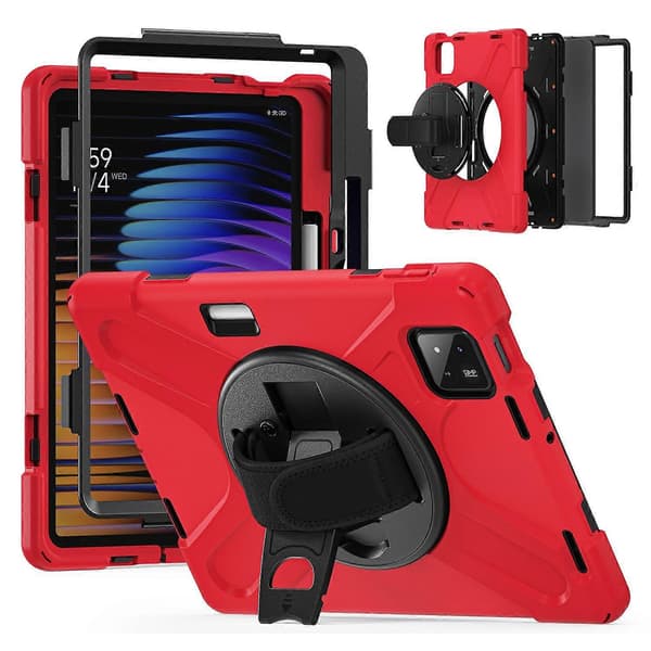Xiaomi Pad 7 Kotelo TPU+PC+Silikoni Jalusta Pudotussuoja Tablettikotelo - Punainen