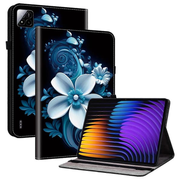 För Xiaomi Pad 7 Pro/Pad 7 Läderfodral Mönstertryckt Ställ Tablet Skydd med Kortfack