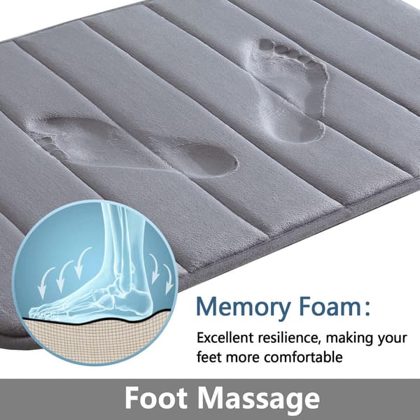 Memory Foam Bløde Bademåtter - Skridsikre Absorberende Badeværelsestæpper Gummibagside Løb