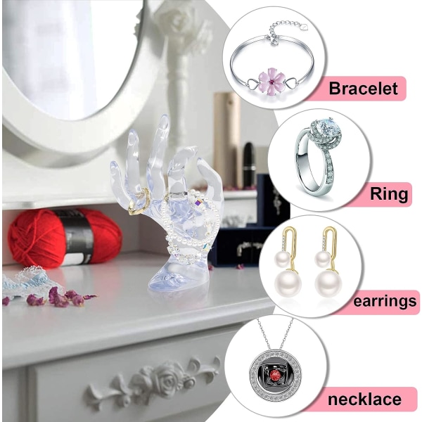 Hand Form Ring Hållare Smycken Display Hållare, Clear Room Decor Estetisk Armband Ring Watch Stand Smyckeshållare för Room Decor