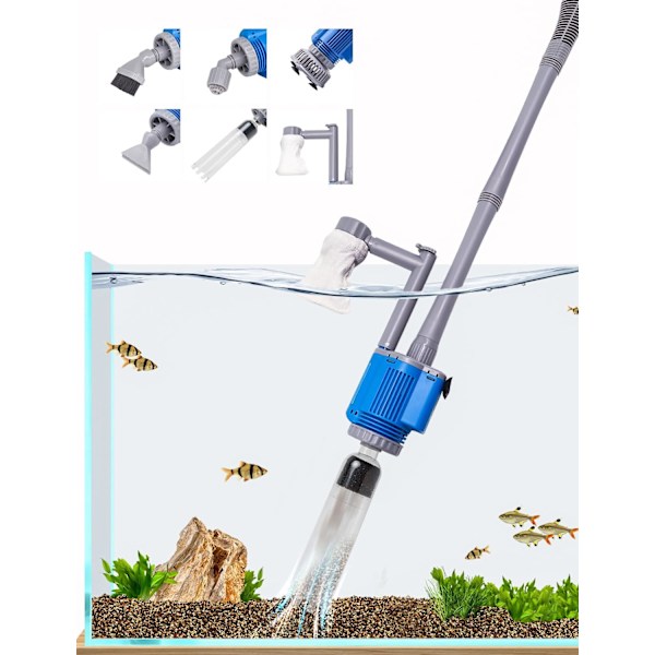 Elektrisk Akvarierensare, med Vattenbytare Sandspolare Smutsrengöring Vattenfilter Vattenshower, 6 i 1 Multifunktionell Grusrengöringsset