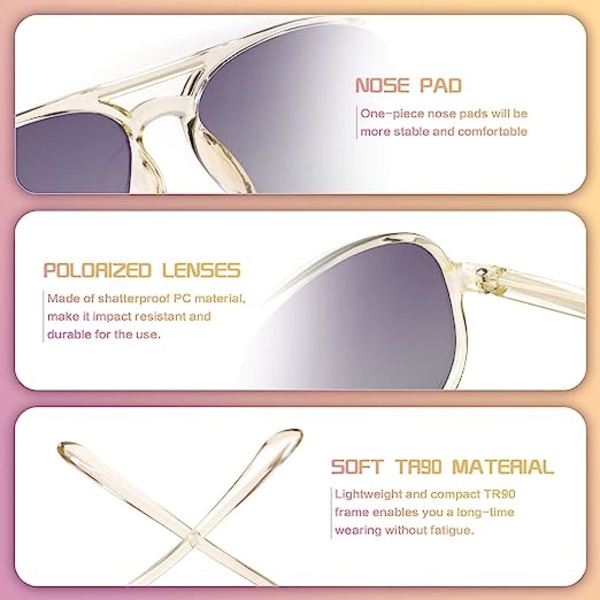 Polariserade solglasögon för barn för flickor Pojkar Toddler med flexibel båge, 100 % UV-skydd, ålder 5-10 (gul)