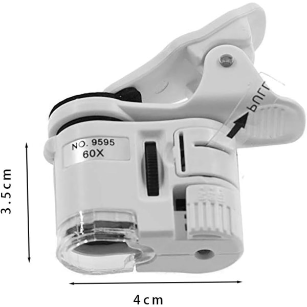 60X Zoom LED Clip Telefon Mikroskop Förstoringsglas Bärbar Optisk Mikrolins Lupp Universal Teleskop Kamera
