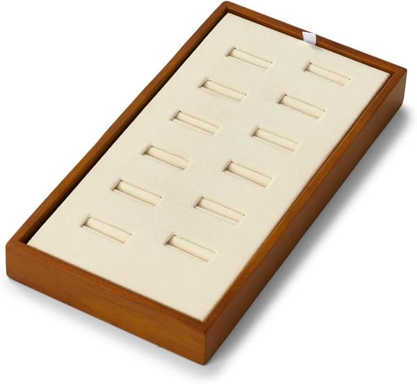 Solis Træ Smykke Displaybakker 12 Slots Ring Organizer Bakker (Beige) Verde