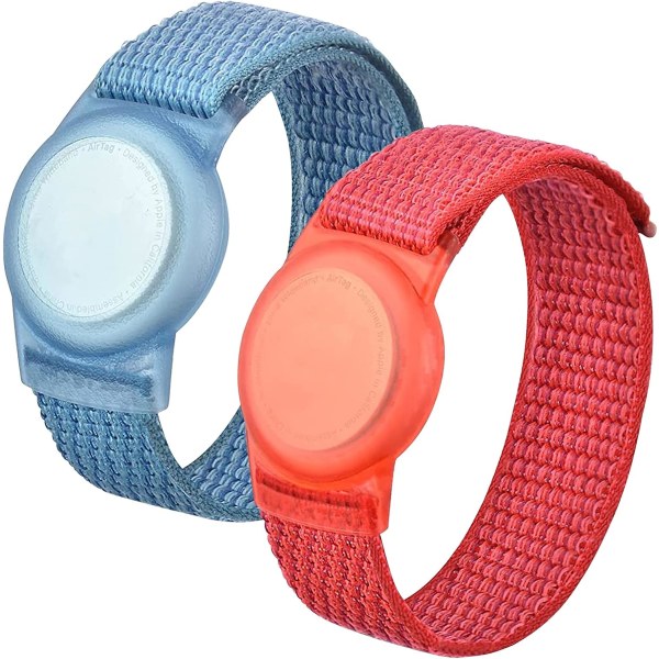 2-pak nylon GPS-sporingsenhet holder etui AirTag håndleddsstropp med justerbar borrelåsstropp
