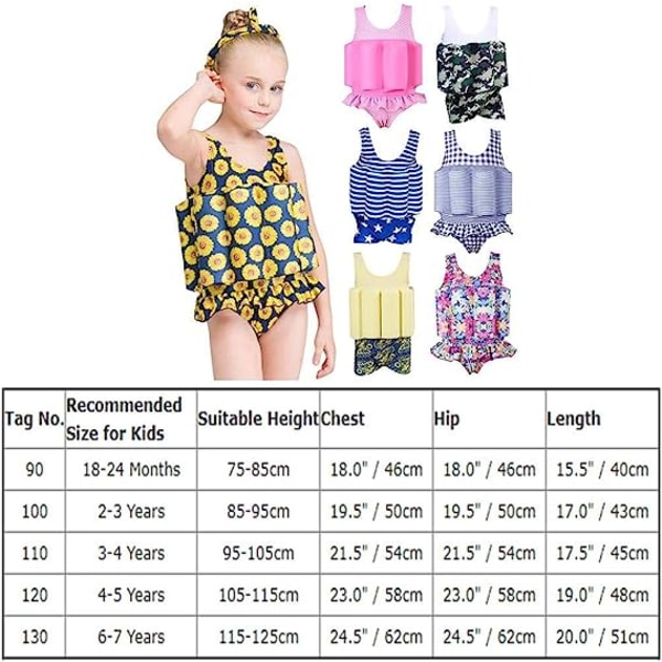 Barn Baby Float Våtdräkt En Delig Baddräkt Med Justerbara Flottörer Sommardräkt För Simning Nybörjare Pojkar Flickor Ålder 1-6 År（Storlek 120）