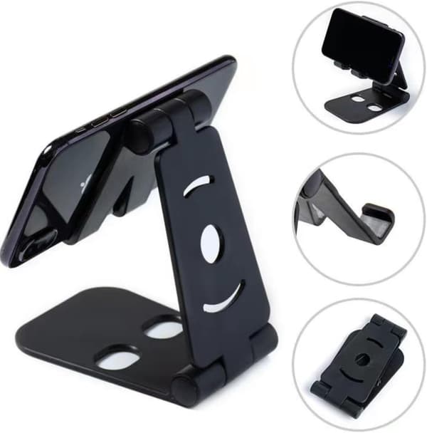 Justerbart smarttelefon- og skrivebordsstativ, svart Black