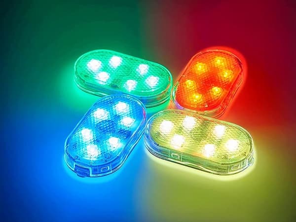 RGB LED bilbelysning - Trådløs 6-pære interiørlys