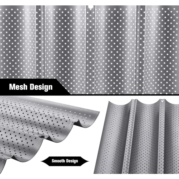 Baguette-stekebrett, perforerte franske baguettformer for 4 baguetter silver