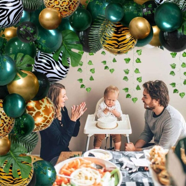 Jungle Safari Tema Tropisk Salvie Grøn Balloner Baby Shower Festartikler Dekorationer 1. Fødselsdagstema Drenge Piger