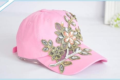 Dame Baseball Cap, Rhinestone Solhat Justerbar Denim Jeans Hat