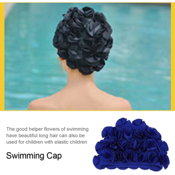 Cap - Badmössa Retro Blommor Mode Elastisk Badmössa Långt hår Cap för kvinnor Barn