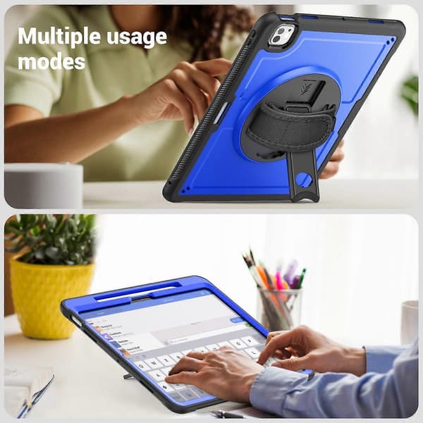 For iPad Pro 13 (2024) M4 Deksel Stativ PC TPE Nettbrettdeksel med Håndstropp