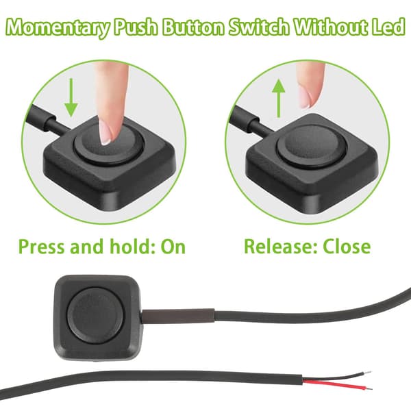 2-pack Momentära Tryckknappsbrytare, 12V/24V Mini Ytmonterad Tryckknappsbrytare