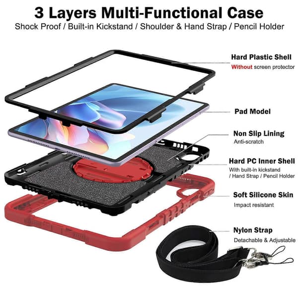Fodral för Huawei MatePad 11.5 S Silikon+PC Ställbart Tablet Skydd med Axelrem