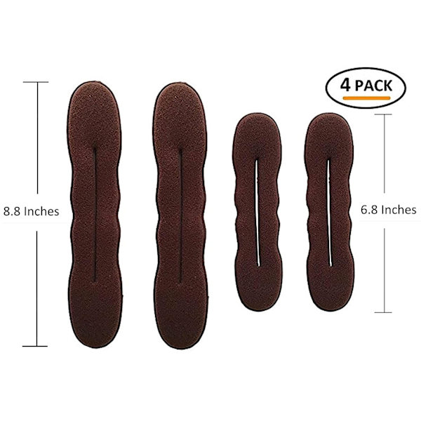 Magic Hair Bun Maker 4 Pack (2 små, 2 stora) Skumbunsformare Tillbehör Stark Flexibel Återanvändbar