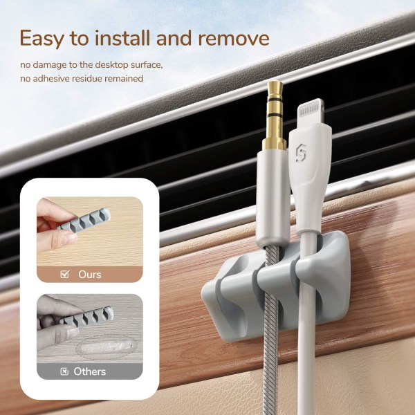 Cable Clip Organizer [5-PACK] Hantering Mini Cable Tidy Hållare Självhäftande kabel Cliphållare