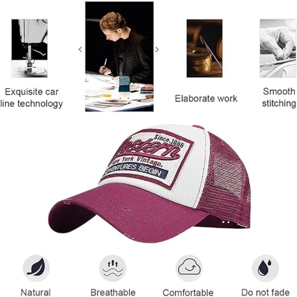 Baseball Cap Mesh Hatte Unisex Broderet Bogstav Patch Casual Hatte Hip Hop Solhatte Red