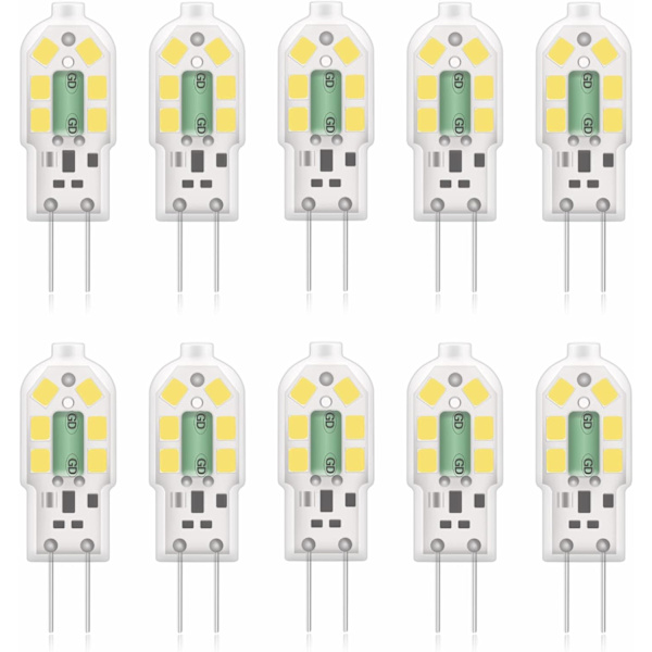 G4 2W LED-lampa, motsvarande 20W halogenlampor, kall vit 6000k, 200Lm, 12x SMD, 12V AC/DC-pack om 10 [Energiklass A+]