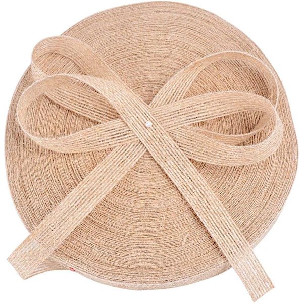 (100M x 1,5CM) 1 rulle Juteband Vintage Juteväv för Dekoration Bröllopspresent Hantverk