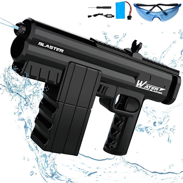 Elektriska vattenpistol leksaker, automatisk vattenspruta pistol, elektrisk vattenpistol för sommar pool fest strand utomhusaktiviteter (svart)