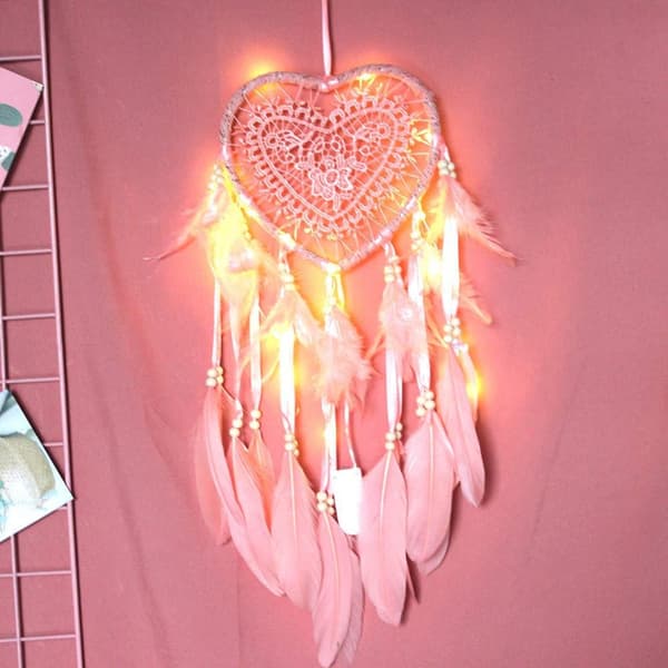 Drømmefanger, Boho-stil LED-lys Håndlaget, Veggdekor