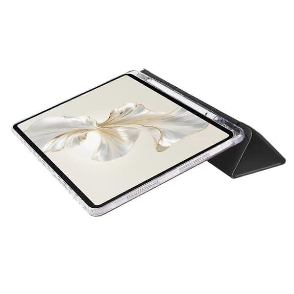 For Honor Pad 9 Etui Tri-Fold Stand Læder+TPU+Akryl Klar Bagside Tablet Cover