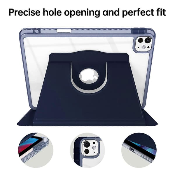 Etui til iPad Pro 13 (2024) PU Læder+Akryl+TPU Roterende Klar Tablet Cover Auto Vågn/Sov