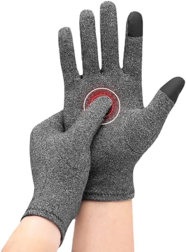 Vinterhandsker med elastisk manchet Gigt Handsker til håndled og tommelfinger trykaflastning Touchscreen Handsker,L