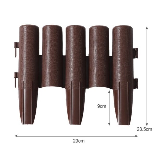 Hagekantgjerde - 10 deler - 29 x 23,5 cm - kan kobles sammen med spor og pinner - brun