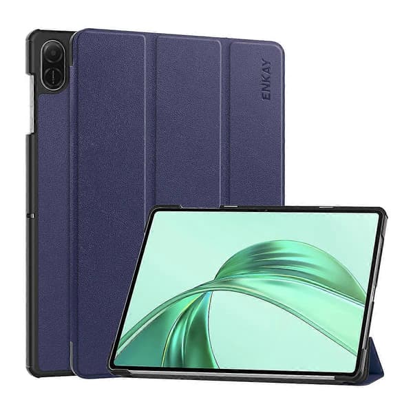 För Honor Pad X8a Trefaldigt Ställ Skydd PU Läder+PC Tablet Fodral - Mörkblå
