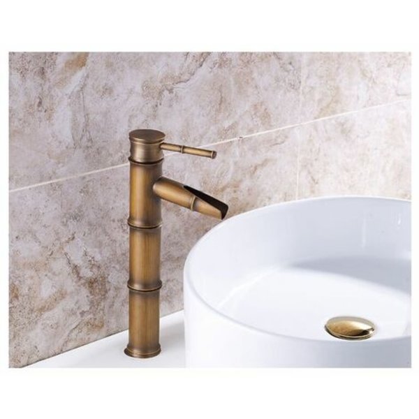 Vintage Antik Bronze Fuld Kobber Bambus Hotel Badeværelse Køkken Armatur Håndvask Hane, Kobber, 3 Led Brud Mund
